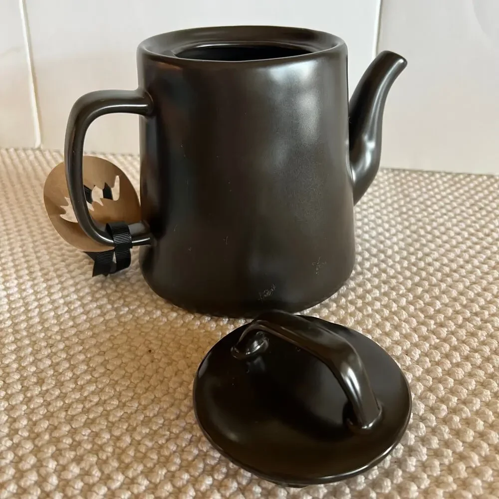 Rae Dunn Halloween Black Poison Teapot Witch Brew Party Skull Bones